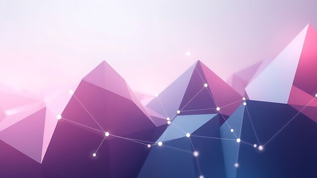oganesson. Abstract geometric shapes in gradient colors, representing digital network and connectivity. product launch decks, UI/UX mockups, designed for product launches and innovation pitches.