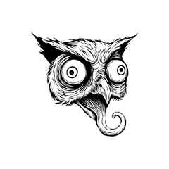 hand drawn illustration of a creepy owl vector