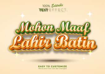 Editable Mohon Maaf Lahir Batin 3D Text Effect for Eid Al-Fitr Greetings