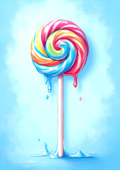 colorful lollipop on blue background