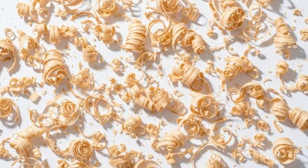 Obraz premium Intricate Natural Wood Shavings With Delicate Curls and Texture Scattered