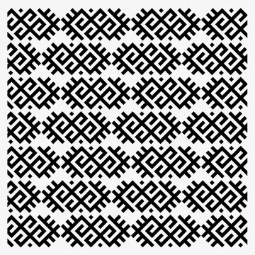 Intricate Black and White Mexican Geometric Repeating Motif