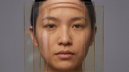Conceptual human identity and perception portraits with glass distortion