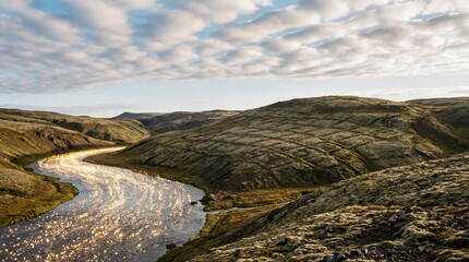 Futuristic nature landscapes with flowing data energy