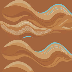 Naklejka premium Earthy Wavy Abstraction with Subtle Blue Accents and Flowing Lines