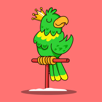 Crowned Green Parrot on a Perch