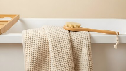 Relaxing Bath Essentials Waffle Towel and Dry Brush