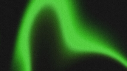 Abstract background with neon green light patterns on black, featuring glowing gradients and grainy texture.