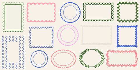 Collection of decorative frames and borders in various shapes and colors