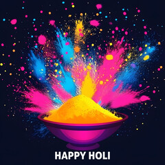 Vibrant holi celebration with colorful powder explosion