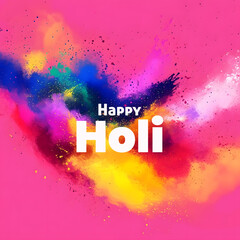 Vibrant holi celebration with colorful powder explosion