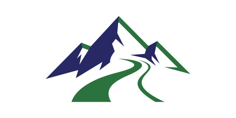  mountains and winding roads logo design, highways, rivers and streams.