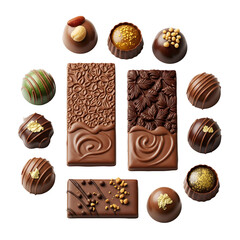 chocolate candies isolated on white background