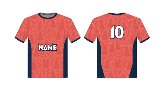 Red and Blue Sports Jersey Template with Customizable Name and Number