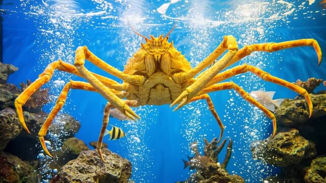 Giant Japanese Spider Crab Underwater Aquarium Exhibit