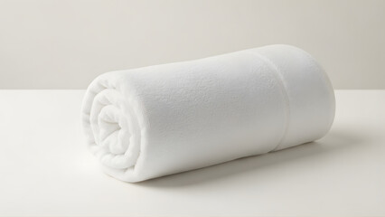 Obraz premium Rolled white bed linen towel isolated on white background. Clean and fresh textile suitable for bedroom, hotel, spa, wellness, and hospitality concepts.