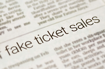 Newspaper Headline Warning About Fake Ticket Sales and Scams