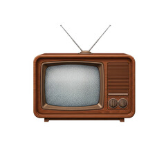 Retro old television set with antennae isolated on transparent background