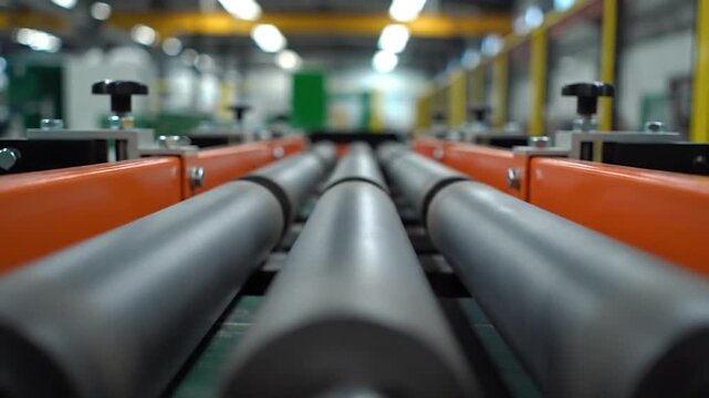 Industrial conveyor belt rollers automated factory production line logistics technology