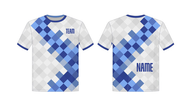 Esports Team Jersey Mockup with Blue Geometric Pattern