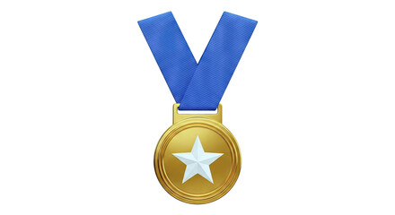 Gold Medal with Blue Ribbon and Star