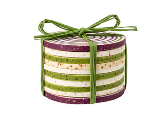 Stacked Sliced Vegetables Tied with Green Grass Ribbon