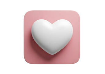 White Heart Icon on Pink Square Background symbol