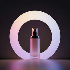 Frosted Pink Cosmetic Spray Bottle with Glowing Ring Light