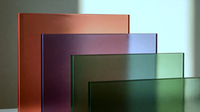 Layered frosted glass abstract background with warm parallax effect