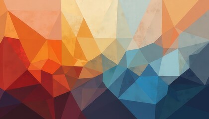 Obraz premium Abstract Geometric Mosaic with a Gradient of Warm Orange to Cool Blue Hues and Subtle Textured Detail