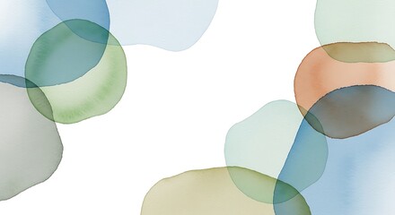 Organic Transparent Watercolor Blobs Abstract Art Background