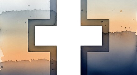 Geometric Watercolor Cross Shape Abstract Texture Background