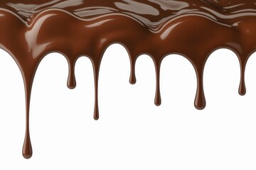 Molten dark chocolate dripping down on a clean white background melted chocolate