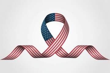 Obraz premium American Flag Ribbon Loop Red White Stripes Blue Field White Stars
