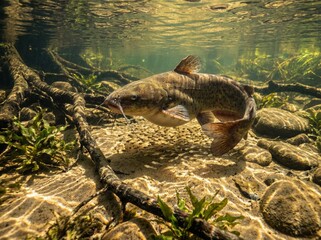 Fototapeta premium fish lele swimming in the lake