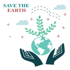 Save the Earth Hands Nurturing a Growing Planet