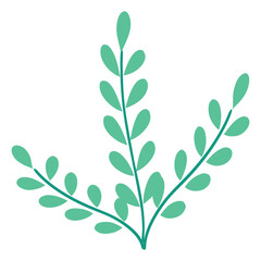 Simple Botanical Branch with Green Leaves