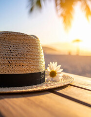 straw hat on the beach