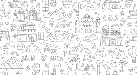 Tourist Attractions, Landmarks, Travel, Illustrations, Scenic Views, Art