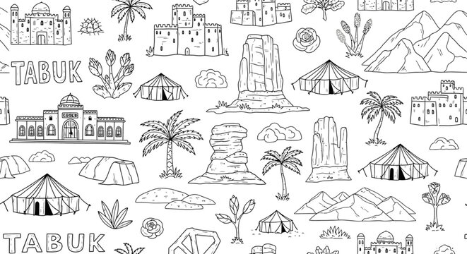 Desert Landscape Illustrations with Historical Significance