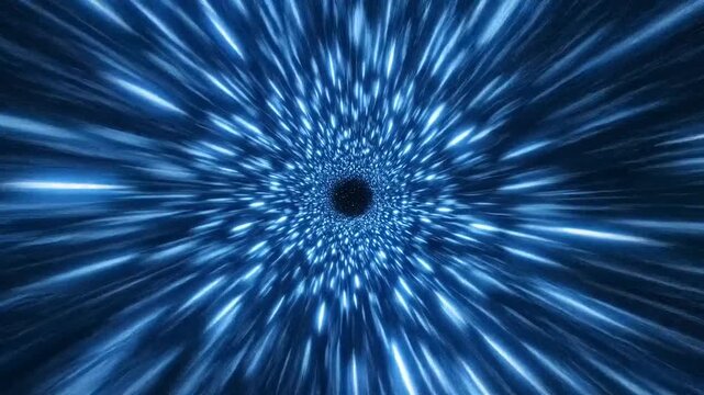 Abstract representation of a swirling blue vortex with light streaks, evoking motion and depth