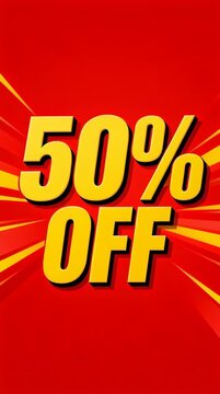 Dynamic 50 Off Sale Promotion with Comic Book Style Background for Marketing Campaigns.
