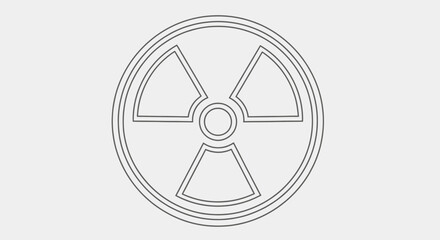 Fototapeta premium A simple, gray outline of the international symbol representing radiation hazard, centered on a neutral background.