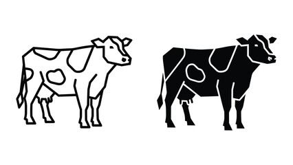 Fototapeta premium Cow silhouette in black and white