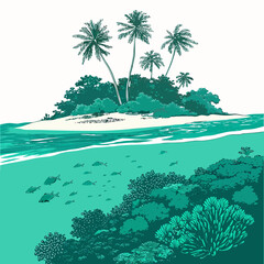 Tropical island with underwater coral reef ©  MST RABEYA  BEGUM
