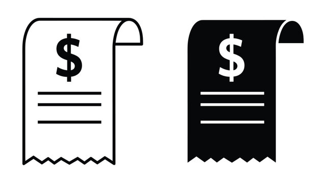Dollar receipt icon set