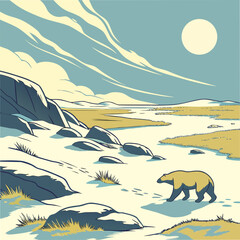 A polar bear walks through a desolate arctic landscape Vector ©  MST RABEYA  BEGUM
