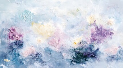 Fototapeta premium Abstract expressionist painting with pastel floral blooms