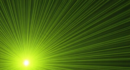 Obraz premium Green sunburst light rays emanating from bright yellow center