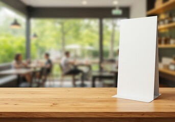 Blank Menu Stand: Cafe Ambiance Mockup